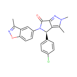 Cc1noc2ccc(N3C(=O)c4nn(C)c(C)c4[C@H]3c3ccc(Cl)cc3)cc12 ZINC000220399458