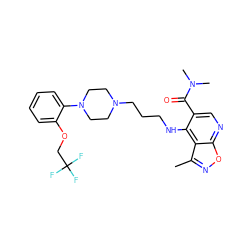 Cc1noc2ncc(C(=O)N(C)C)c(NCCCN3CCN(c4ccccc4OCC(F)(F)F)CC3)c12 ZINC000013764605