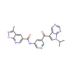 Cc1noc2ncc(C(=O)Nc3cncc(C(=O)c4cn(C(C)C)c5ncncc45)c3)cc12 ZINC000169708021