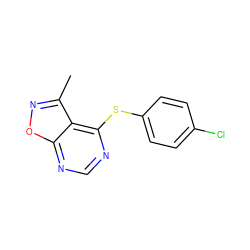 Cc1noc2ncnc(Sc3ccc(Cl)cc3)c12 ZINC000001389832