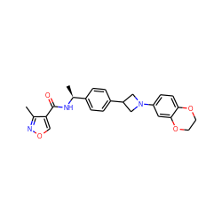 Cc1nocc1C(=O)N[C@@H](C)c1ccc(C2CN(c3ccc4c(c3)OCCO4)C2)cc1 ZINC000149955951