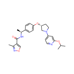 Cc1nocc1C(=O)N[C@@H](C)c1ccc(O[C@@H]2CCN(c3ccnc(OC(C)C)c3)C2)cc1 ZINC000169709395