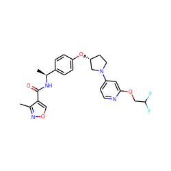 Cc1nocc1C(=O)N[C@@H](C)c1ccc(O[C@@H]2CCN(c3ccnc(OCC(F)F)c3)C2)cc1 ZINC000169709585