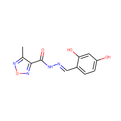 Cc1nonc1C(=O)N/N=C/c1ccc(O)cc1O ZINC000000218494