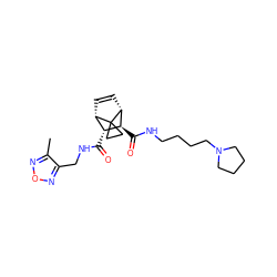 Cc1nonc1CNC(=O)[C@@H]1[C@@H]2C=C[C@H]([C@H]1C(=O)NCCCCN1CCCC1)C21CC1 ZINC000168435470