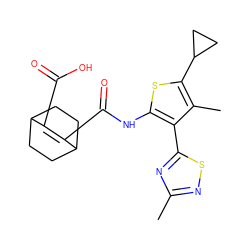 Cc1nsc(-c2c(NC(=O)C3=C(C(=O)O)C4CCC3CC4)sc(C3CC3)c2C)n1 ZINC000147068092