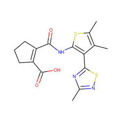 Cc1nsc(-c2c(NC(=O)C3=C(C(=O)O)CCC3)sc(C)c2C)n1 ZINC000146727893