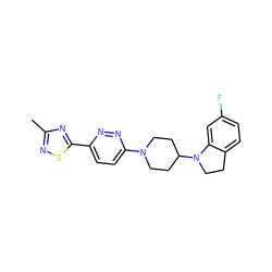 Cc1nsc(-c2ccc(N3CCC(N4CCc5ccc(F)cc54)CC3)nn2)n1 ZINC000103242963