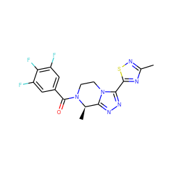 Cc1nsc(-c2nnc3n2CCN(C(=O)c2cc(F)c(F)c(F)c2)[C@@H]3C)n1 ZINC000218835116