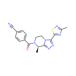 Cc1nsc(-c2nnc3n2CCN(C(=O)c2ccc(C#N)cc2)[C@@H]3C)n1 ZINC000218913814