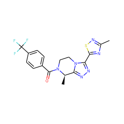 Cc1nsc(-c2nnc3n2CCN(C(=O)c2ccc(C(F)(F)F)cc2)[C@@H]3C)n1 ZINC000218887548