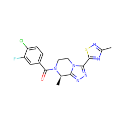 Cc1nsc(-c2nnc3n2CCN(C(=O)c2ccc(Cl)c(F)c2)[C@@H]3C)n1 ZINC000218807525