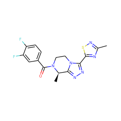 Cc1nsc(-c2nnc3n2CCN(C(=O)c2ccc(F)c(F)c2)[C@@H]3C)n1 ZINC000218835328