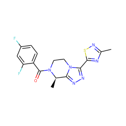 Cc1nsc(-c2nnc3n2CCN(C(=O)c2ccc(F)cc2F)[C@@H]3C)n1 ZINC000218862139