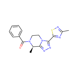 Cc1nsc(-c2nnc3n2CCN(C(=O)c2ccccc2)[C@@H]3C)n1 ZINC000218887445