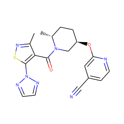 Cc1nsc(-n2nccn2)c1C(=O)N1C[C@H](Oc2cc(C#N)ccn2)CC[C@H]1C ZINC000096167289