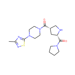 Cc1nsc(N2CCN(C(=O)[C@@H]3CN[C@H](C(=O)N4CCCC4)C3)CC2)n1 ZINC000029130992