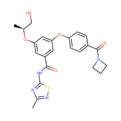 Cc1nsc(NC(=O)c2cc(Oc3ccc(C(=O)N4CCC4)cc3)cc(O[C@@H](C)CO)c2)n1 ZINC000035985195