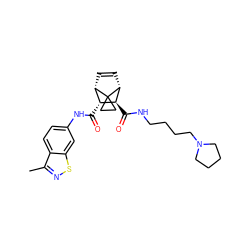 Cc1nsc2cc(NC(=O)[C@@H]3[C@@H]4C=C[C@H]([C@H]3C(=O)NCCCCN3CCCC3)C43CC3)ccc12 ZINC000653776564