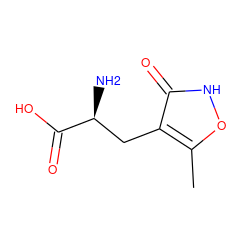 Cc1o[nH]c(=O)c1C[C@H](N)C(=O)O ZINC000002047472