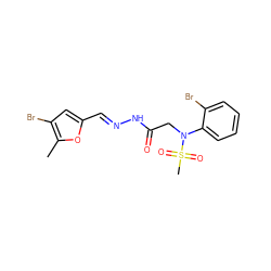 Cc1oc(/C=N/NC(=O)CN(c2ccccc2Br)S(C)(=O)=O)cc1Br ZINC000002970792