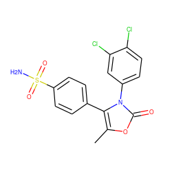 Cc1oc(=O)n(-c2ccc(Cl)c(Cl)c2)c1-c1ccc(S(N)(=O)=O)cc1 ZINC000013803977