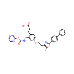 Cc1oc(-c2ccc(-c3ccccc3)cc2)nc1CCOc1ccc(CCC(=O)O)c(CNC(=O)Oc2cnccn2)c1 ZINC000034717767