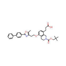 Cc1oc(-c2ccc(-c3ccccc3)cc2)nc1CCOc1ccc(CCC(=O)O)c2c1CCN(C(=O)OCC(C)(C)C)C2 ZINC000034717758