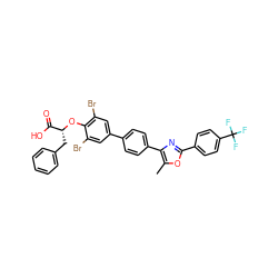 Cc1oc(-c2ccc(C(F)(F)F)cc2)nc1-c1ccc(-c2cc(Br)c(O[C@H](Cc3ccccc3)C(=O)O)c(Br)c2)cc1 ZINC000028757354