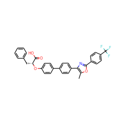 Cc1oc(-c2ccc(C(F)(F)F)cc2)nc1-c1ccc(-c2ccc(O[C@H](Cc3ccccc3)C(=O)O)cc2)cc1 ZINC000014115554