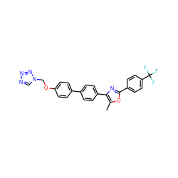 Cc1oc(-c2ccc(C(F)(F)F)cc2)nc1-c1ccc(-c2ccc(OCn3cnnn3)cc2)cc1 ZINC000028757879