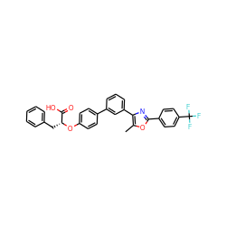 Cc1oc(-c2ccc(C(F)(F)F)cc2)nc1-c1cccc(-c2ccc(O[C@H](Cc3ccccc3)C(=O)O)cc2)c1 ZINC000014115558