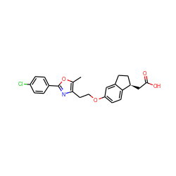 Cc1oc(-c2ccc(Cl)cc2)nc1CCOc1ccc2c(c1)CC[C@H]2CC(=O)O ZINC000028951964