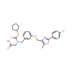 Cc1oc(-c2ccc(Cl)cc2)nc1COc1cccc(CN(CC(=O)O)C(=O)OC2CCCC2)c1 ZINC000049072043