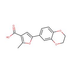 Cc1oc(-c2ccc3c(c2)OCCO3)cc1C(=O)O ZINC000000479857