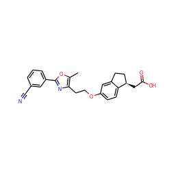 Cc1oc(-c2cccc(C#N)c2)nc1CCOc1ccc2c(c1)CC[C@H]2CC(=O)O ZINC000028951960