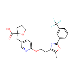 Cc1oc(-c2cccc(C(F)(F)F)c2)nc1CCOc1ccc(C[C@]2(C(=O)O)CCCO2)cn1 ZINC000034717808