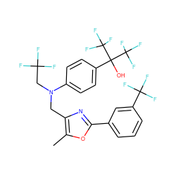 Cc1oc(-c2cccc(C(F)(F)F)c2)nc1CN(CC(F)(F)F)c1ccc(C(O)(C(F)(F)F)C(F)(F)F)cc1 ZINC000038149635