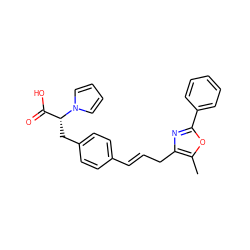 Cc1oc(-c2ccccc2)nc1C/C=C/c1ccc(C[C@H](C(=O)O)n2cccc2)cc1 ZINC000040918915