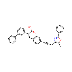 Cc1oc(-c2ccccc2)nc1CC#Cc1ccc(C[C@H](C(=O)O)c2cccc(-c3ccccc3)c2)cc1 ZINC000034313757