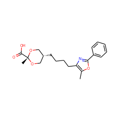 Cc1oc(-c2ccccc2)nc1CCCC[C@H]1CO[C@@](C)(C(=O)O)OC1 ZINC000101455310