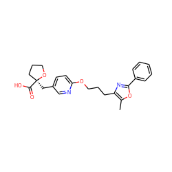 Cc1oc(-c2ccccc2)nc1CCCOc1ccc(C[C@]2(C(=O)O)CCCO2)cn1 ZINC000034717774