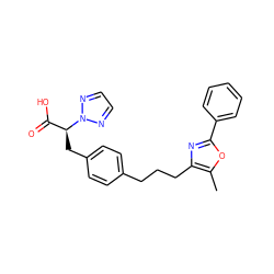 Cc1oc(-c2ccccc2)nc1CCCc1ccc(C[C@@H](C(=O)O)n2nccn2)cc1 ZINC000013974182