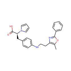 Cc1oc(-c2ccccc2)nc1CCNc1ccc(C[C@@H](C(=O)O)n2cccc2)cc1 ZINC000038448923