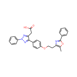 Cc1oc(-c2ccccc2)nc1CCOc1ccc(-c2nn(-c3ccccc3)nc2CC(=O)O)cc1 ZINC000045497897