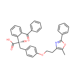 Cc1oc(-c2ccccc2)nc1CCOc1ccc(C[C@@](O)(C(=O)O)c2ccccc2C(=O)c2ccccc2)cc1 ZINC000103178219