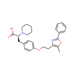 Cc1oc(-c2ccccc2)nc1CCOc1ccc(C[C@@H](C(=O)O)N2CCCCC2)cc1 ZINC000026838479