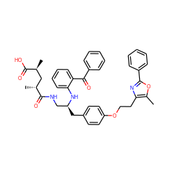 Cc1oc(-c2ccccc2)nc1CCOc1ccc(C[C@@H](CNC(=O)[C@H](C)C[C@H](C)C(=O)O)Nc2ccccc2C(=O)c2ccccc2)cc1 ZINC000028704585