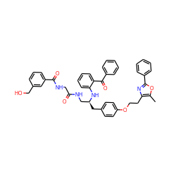 Cc1oc(-c2ccccc2)nc1CCOc1ccc(C[C@@H](CNC(=O)CNC(=O)c2cccc(CO)c2)Nc2ccccc2C(=O)c2ccccc2)cc1 ZINC000028704546