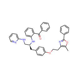 Cc1oc(-c2ccccc2)nc1CCOc1ccc(C[C@@H](CNc2ccccn2)Nc2ccccc2C(=O)c2ccccc2)cc1 ZINC000028704577